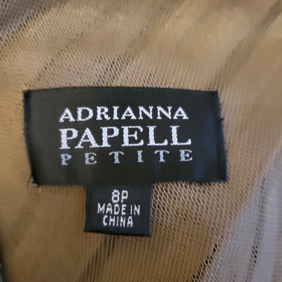 Adrianna Papell Gold Metallic Pleated Cocktail Dress Size 8 Petite - Picture 5 of 5